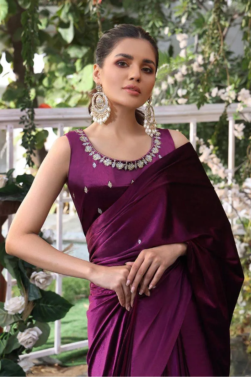 Sanas - Lorex Boti Embroidered Velvet Luxury Saree - ZEENAT - SR202215