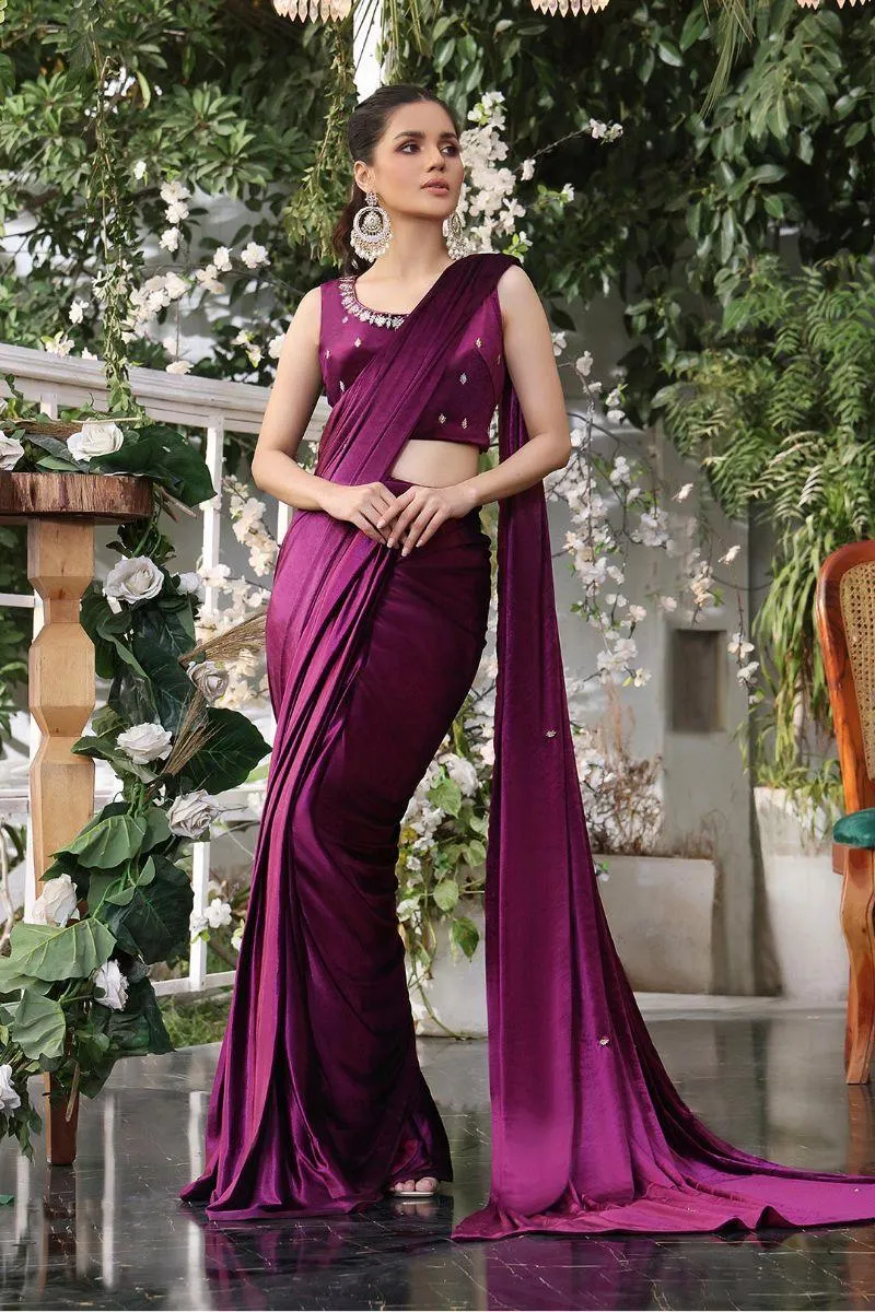 Sanas - Lorex Boti Embroidered Velvet Luxury Saree - ZEENAT - SR202215