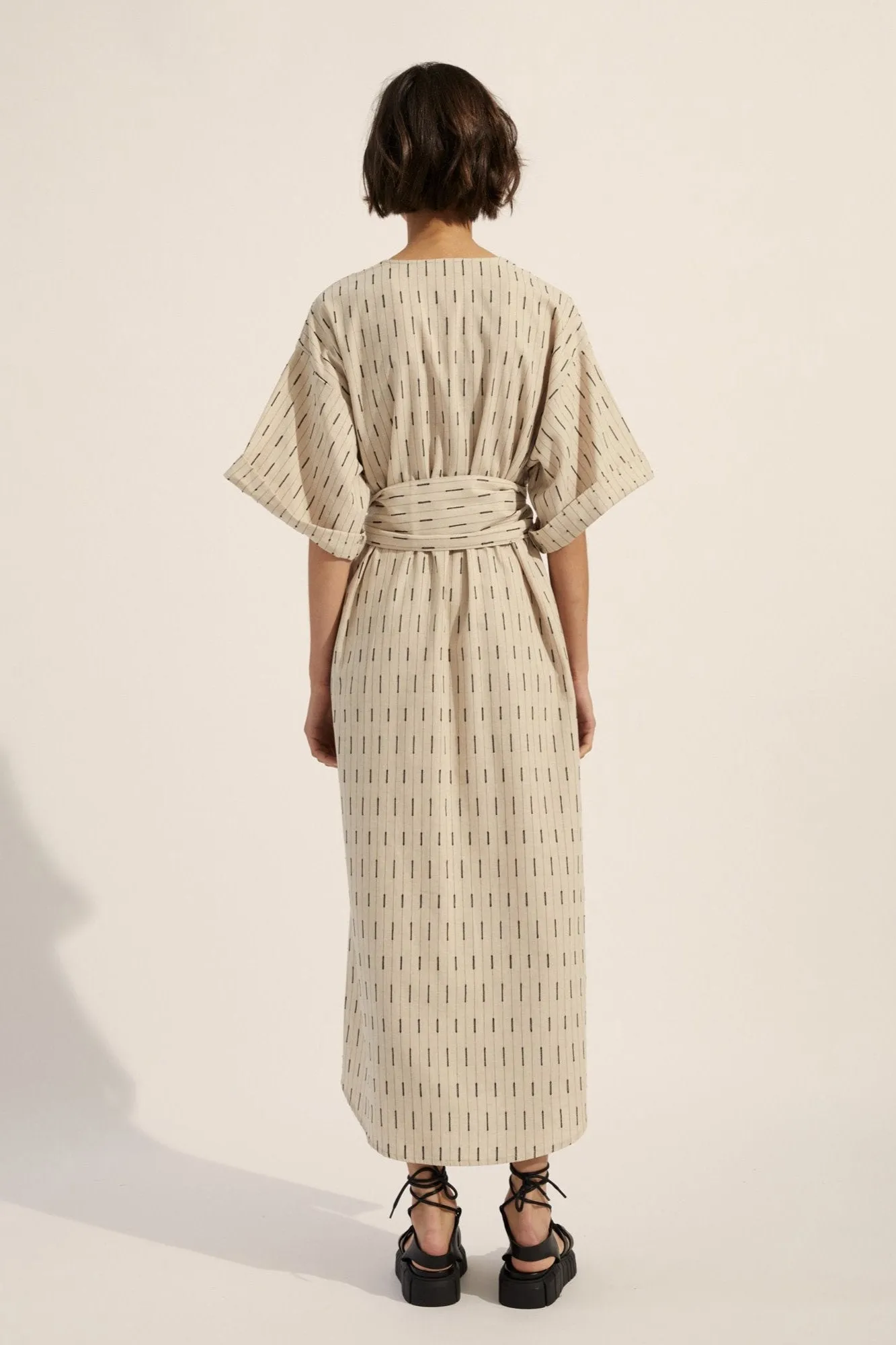 Sanction Dress in Oatmeal Stripe