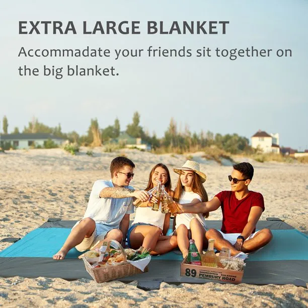 Sand-Free Beach Blanket and Inflatable Pillow Set