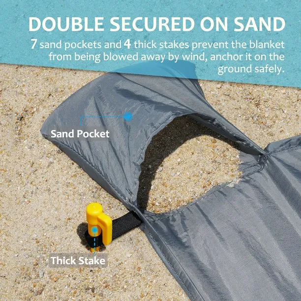 Sand-Free Beach Blanket and Inflatable Pillow Set