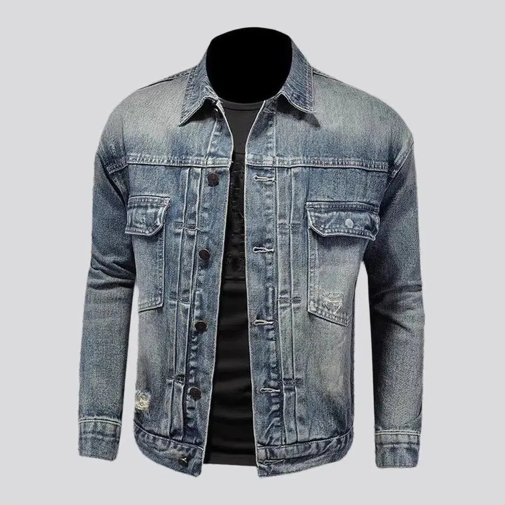 Sanded men's denim jacket