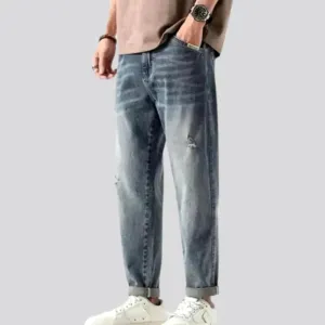 Sanded mid rise street style men's jeans