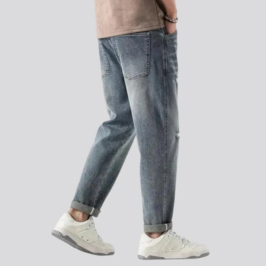 Sanded mid rise street style men's jeans