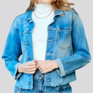 Sanded sky-blue women's jean jacket