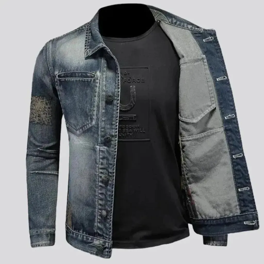 Sanded slim men's denim jacket