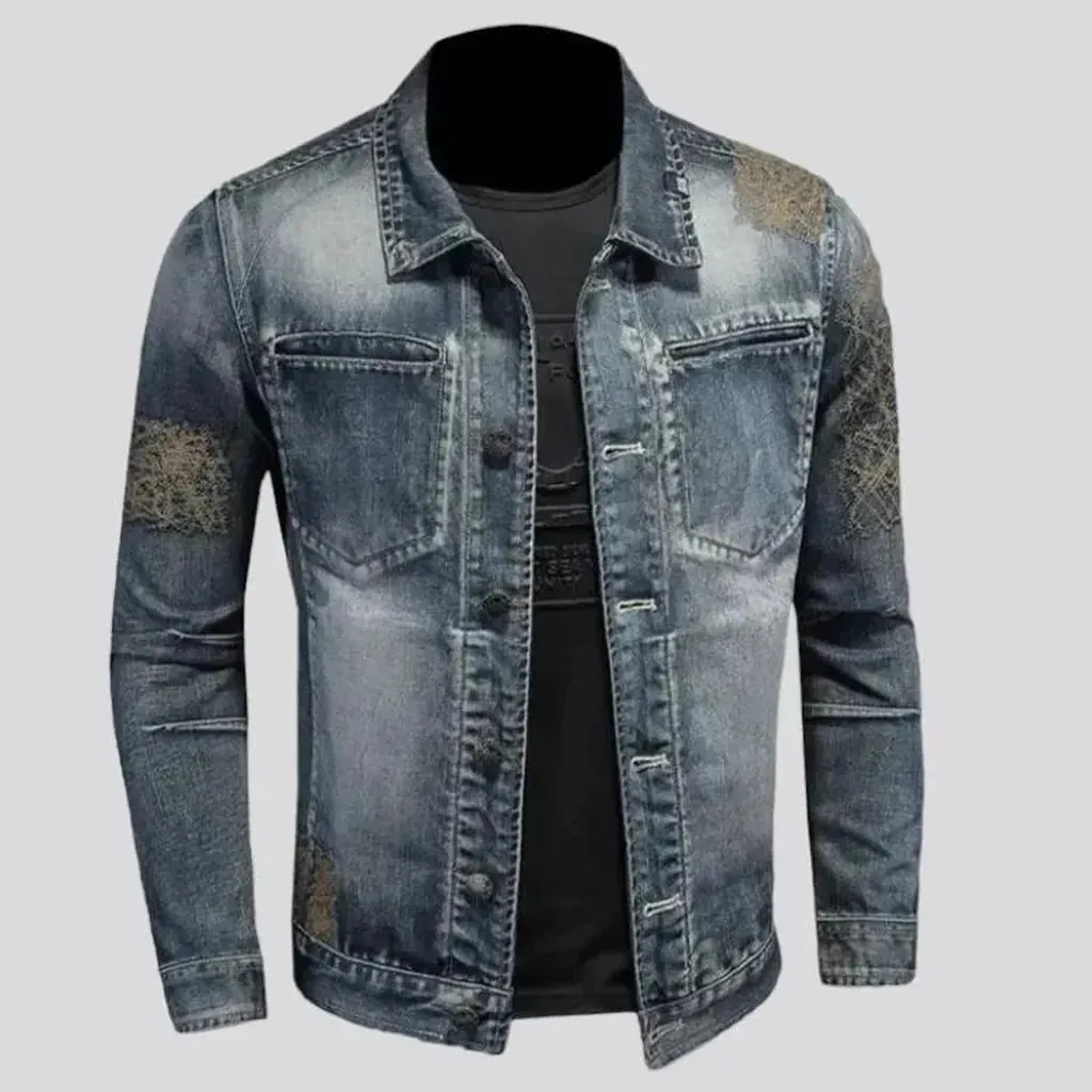 Sanded slim men's denim jacket