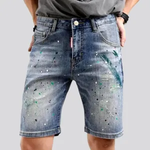 Sanded stylish y2k men's denim shorts