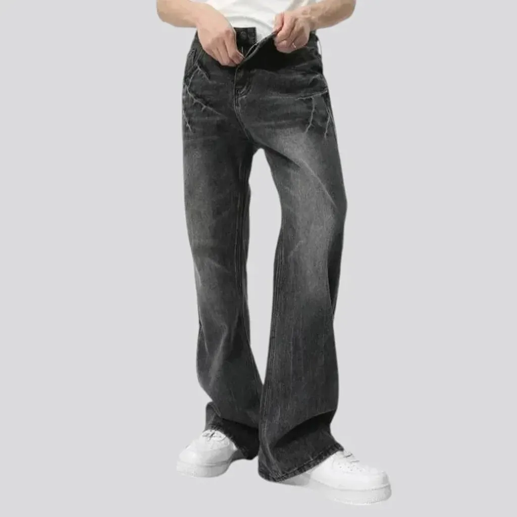 Sanded vintage fashion baggy men's jeans