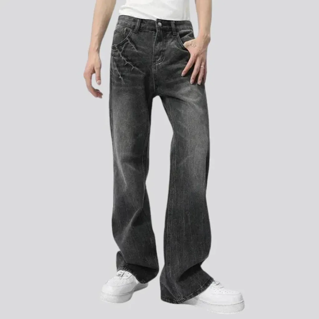 Sanded vintage fashion baggy men's jeans