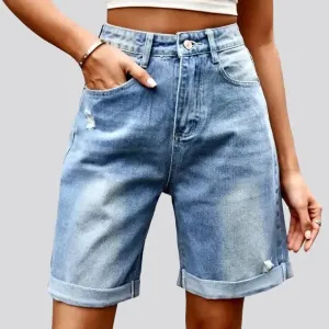 Sanded women's denim shorts