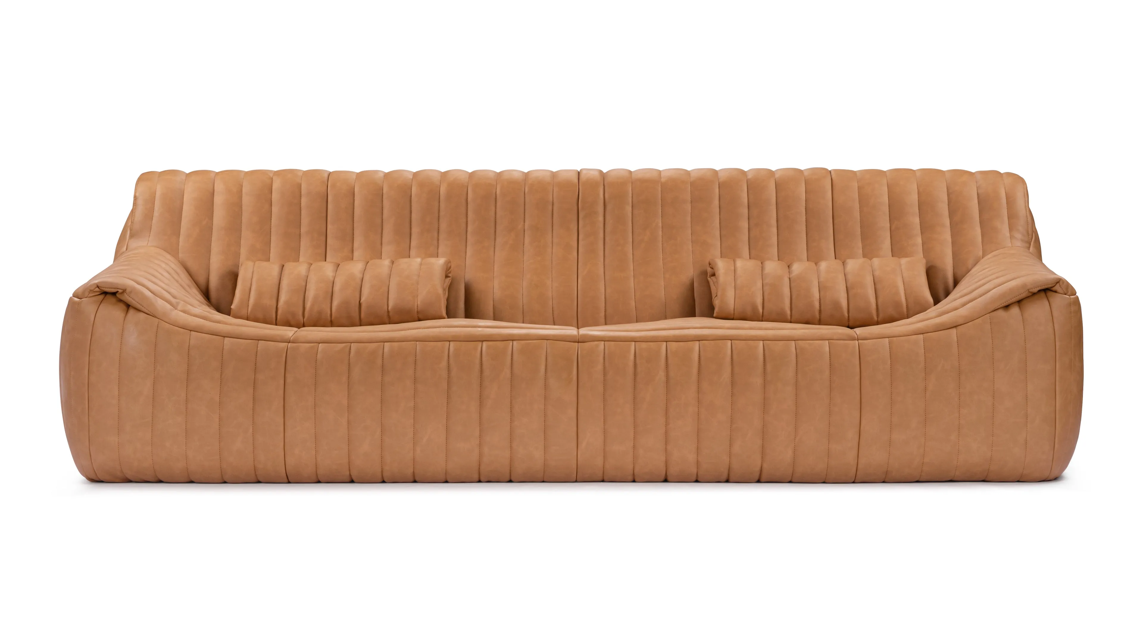 Sandra - Sandra Three Seater Sofa, Tan Vegan Leather