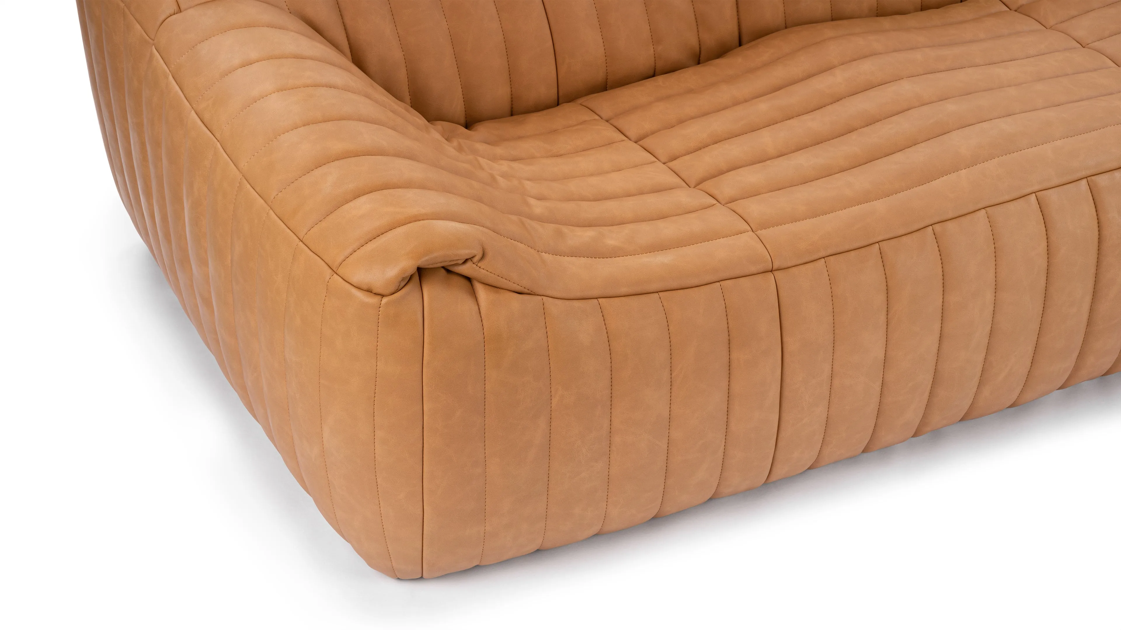 Sandra - Sandra Three Seater Sofa, Tan Vegan Leather