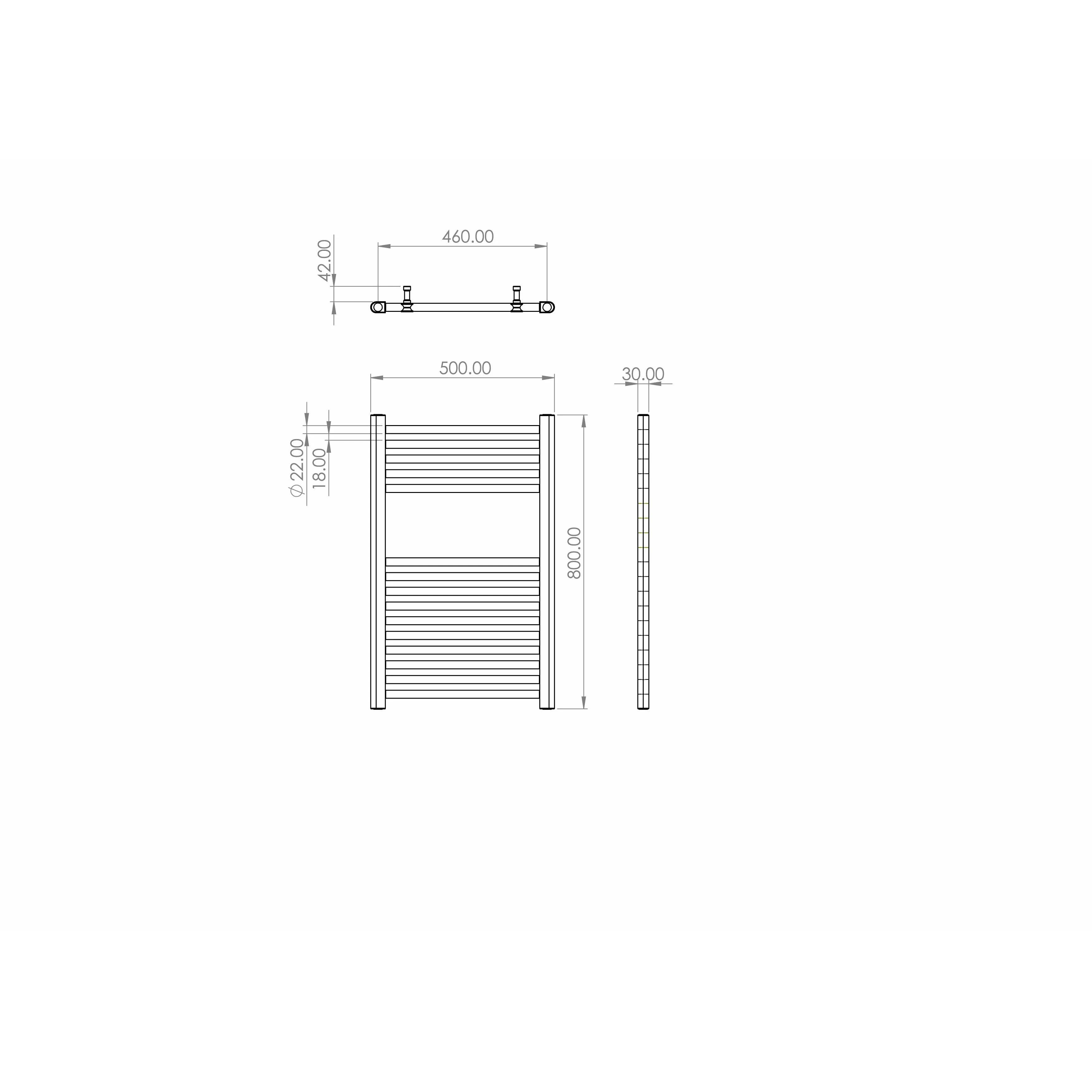 Saneux Matte Black EMBER 500 x 800 Towel Rail