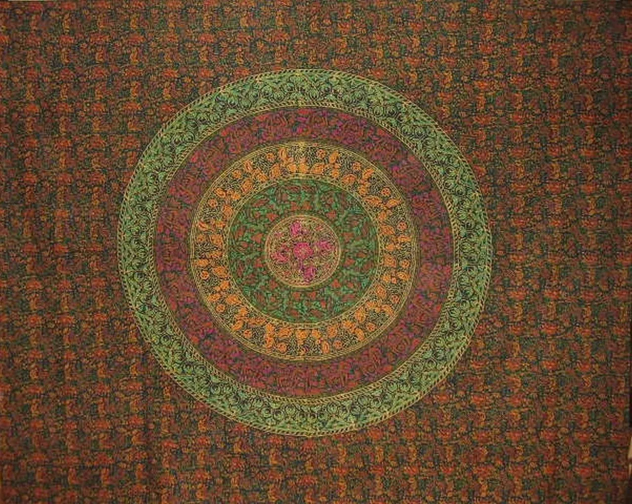 Sanganeer Indian Tapestry Cotton Spread 106" x 72" Twin Green