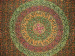 Sanganeer Indian Tapestry Cotton Spread 106" x 72" Twin Green