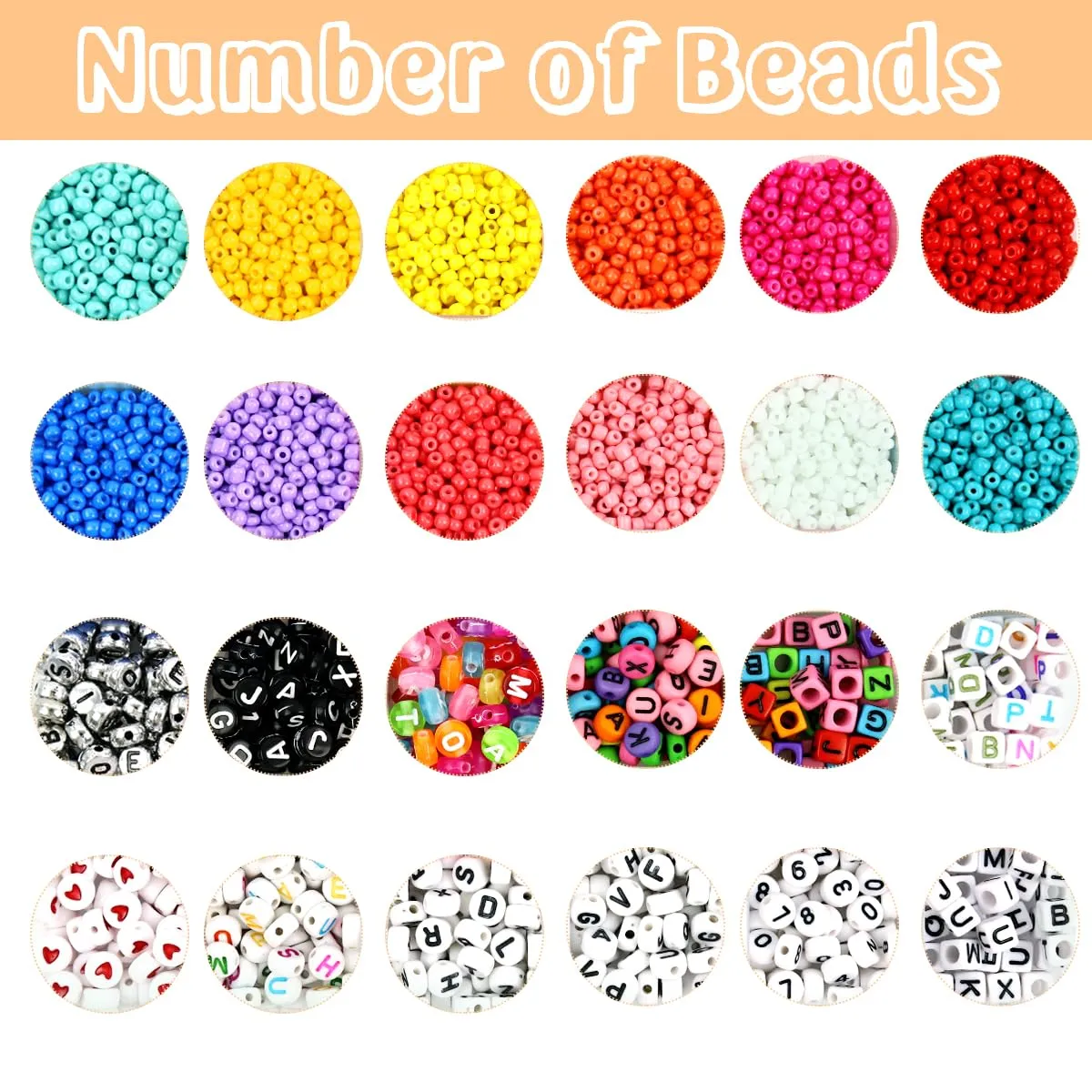 SANNIDHI® Seed Beads Alphabet Beads for Jewellery Making, 12-Color 18000pcs Seed Beads, 10 styles Letter Beads Number Beads Kit for Bracelet Making DIY Necklace, Beads for Kids Activity Women Girls