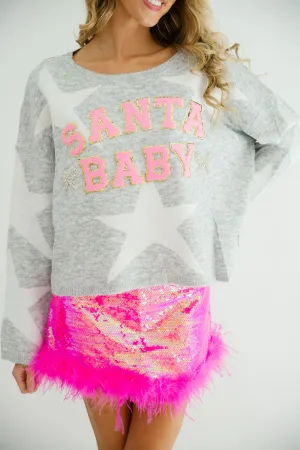 SANTA BABY GREY STAR SWEATER