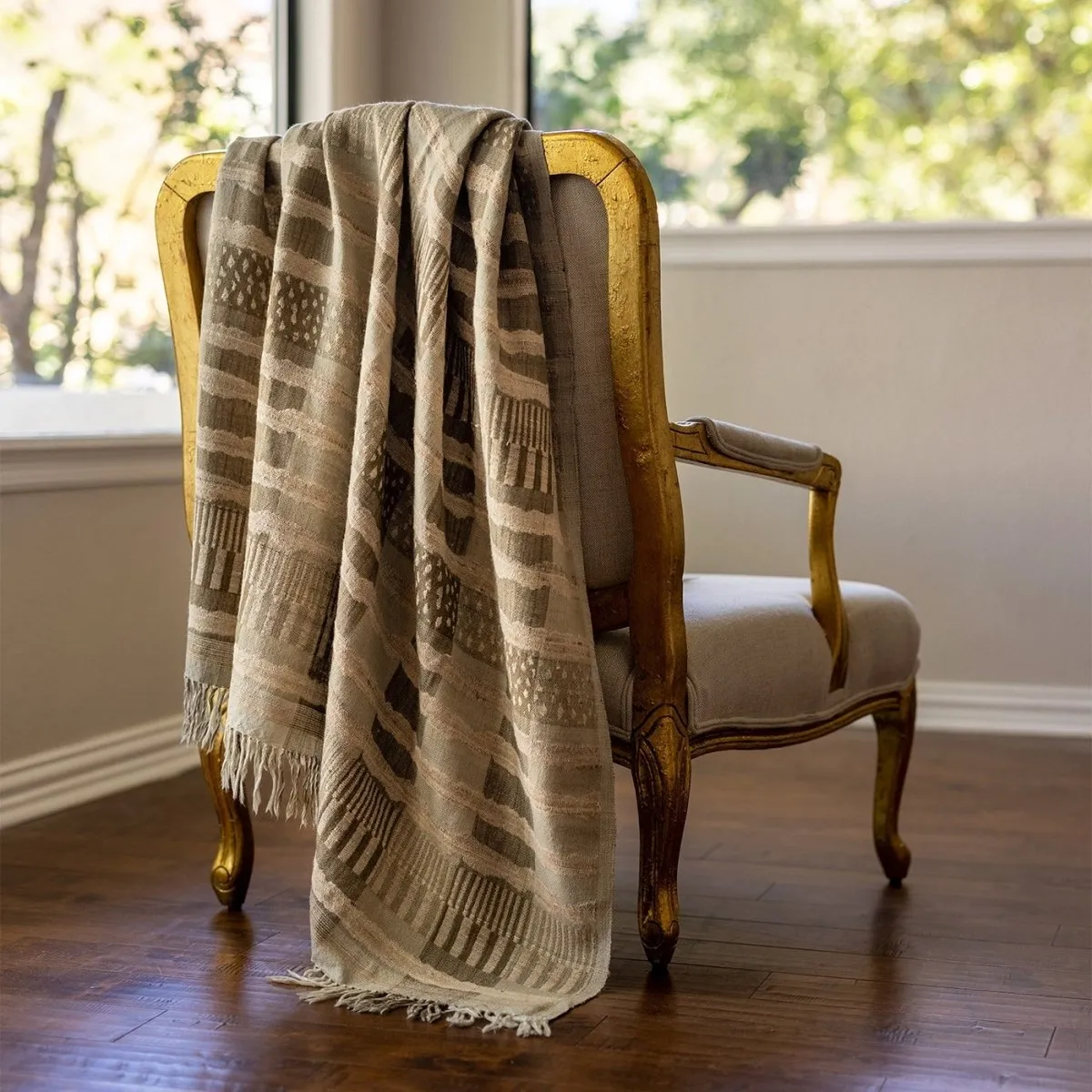 Santa Barbara Stone & White Throw by Lili Alessandra