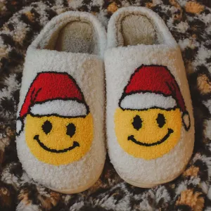 Santa Christmas Wholesale Happy Face Sherpa Slippers