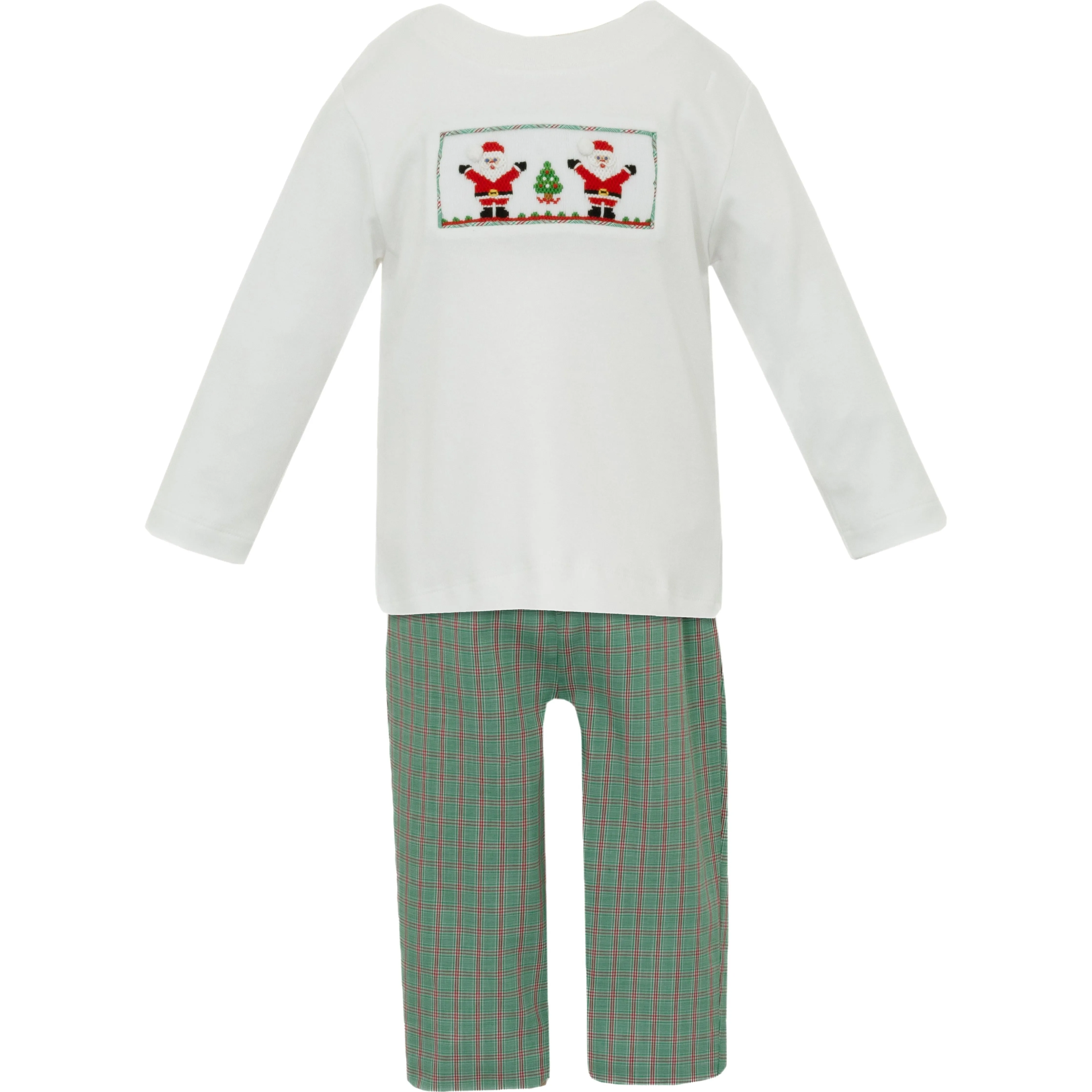 Santa Claus Pants Set- Green & Red Plaid