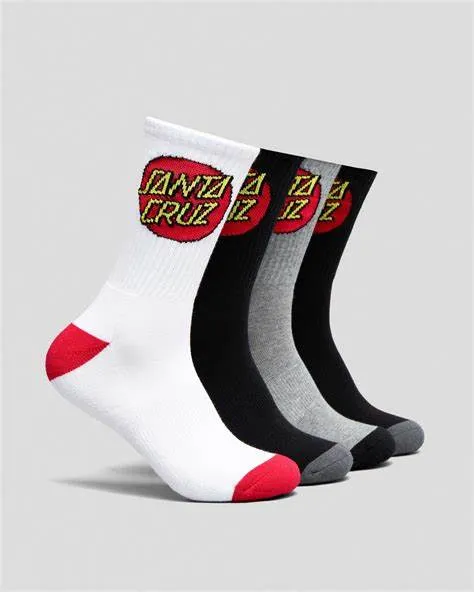 Santa Cruz Classic Dot 4 Pack Crew Socks