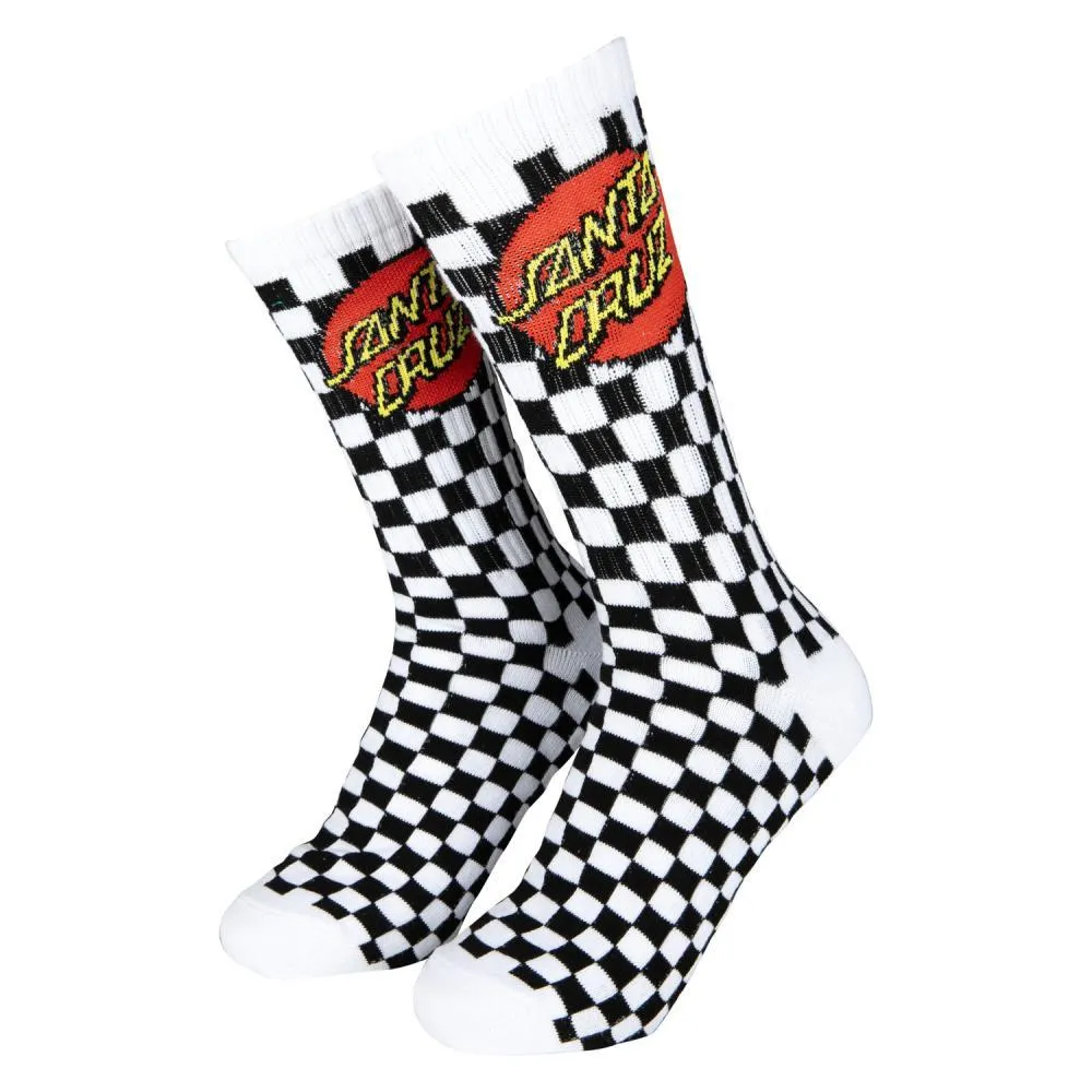 Santa Cruz Socks Beat Checkered White UK 8-11 Adult