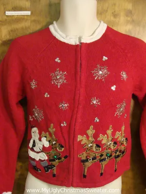 Santa Dancing with Reindeer Child Size Christmas Sweater