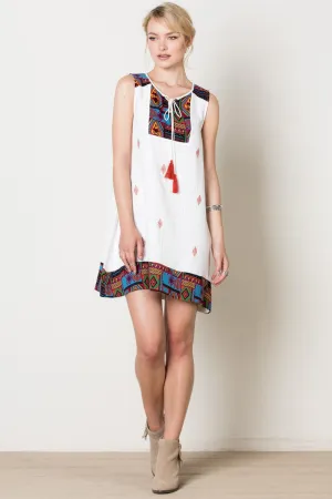 Santa Fe Sleeveless Dress, White