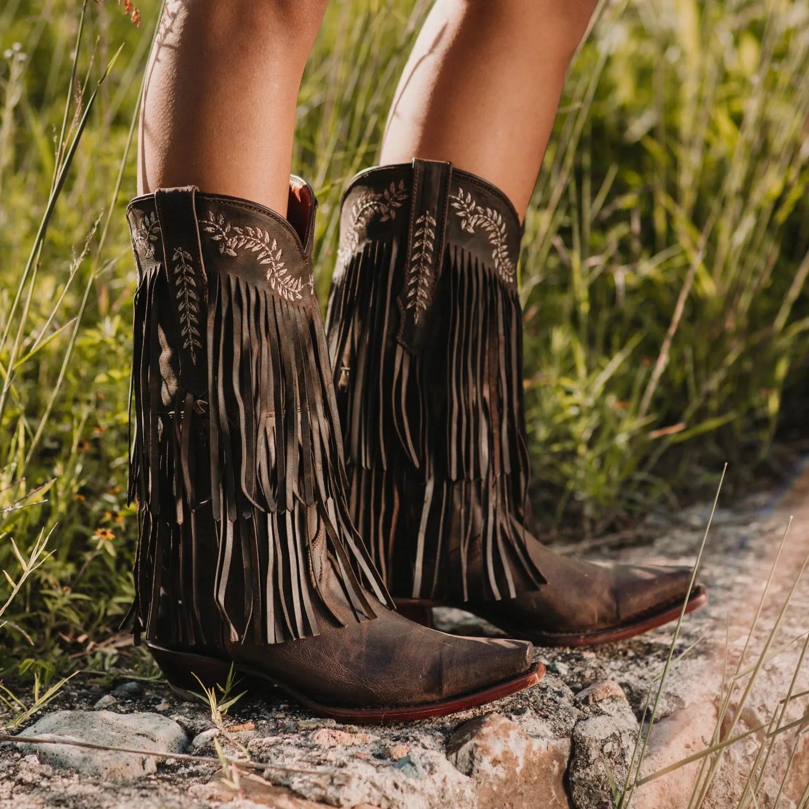 Santa Fe Two Layer Fringe Cowgirl Boots M50035