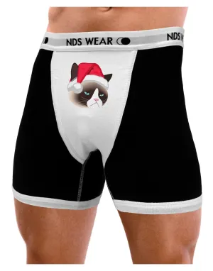 Santa Hat Disgruntled Siamese Cat Mens Boxer Brief Underwear by NDS Wear