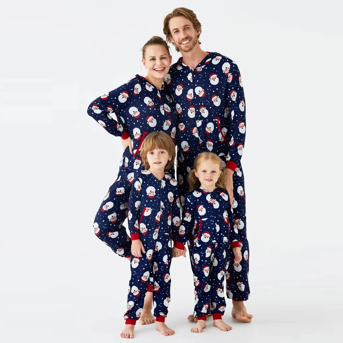 Santa Is Here Hooded Pajamas Family Christmas Onesies Father Santa