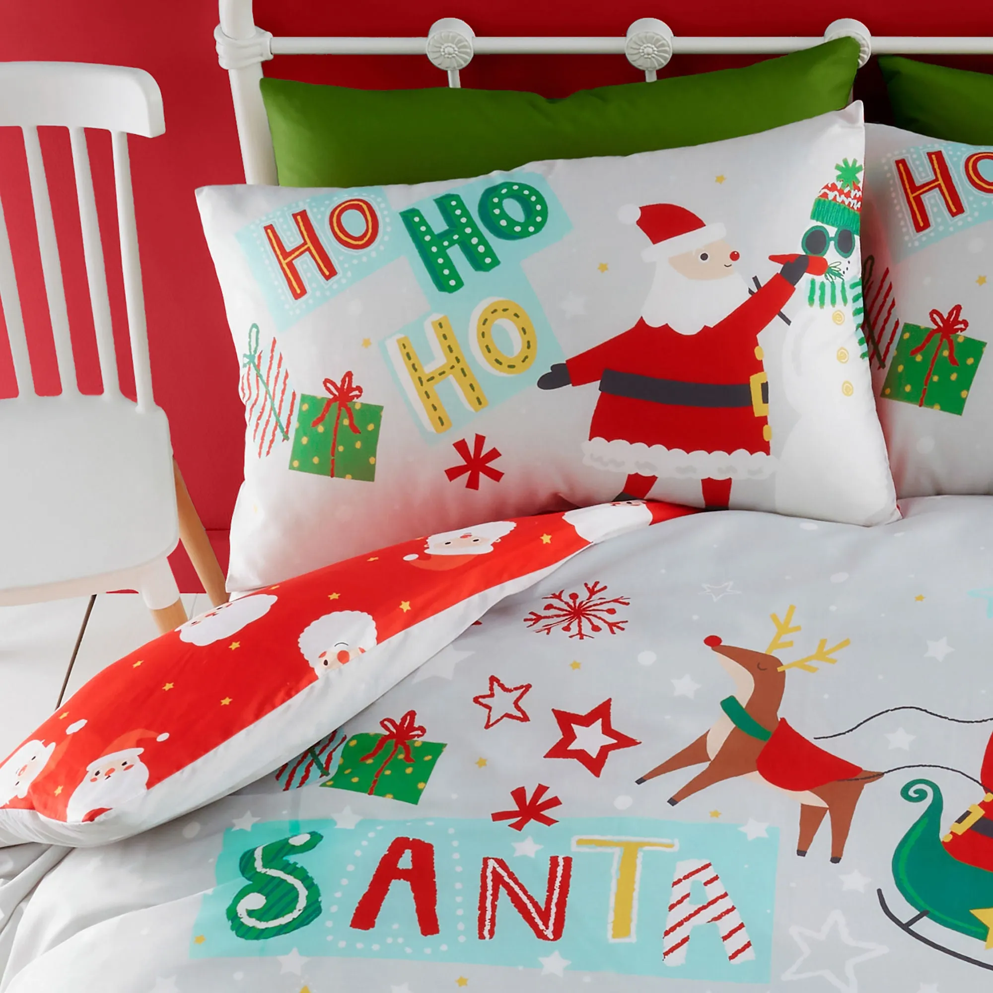 Santa Please Stop Here Duvet Cover Set by Bedlam in Grey