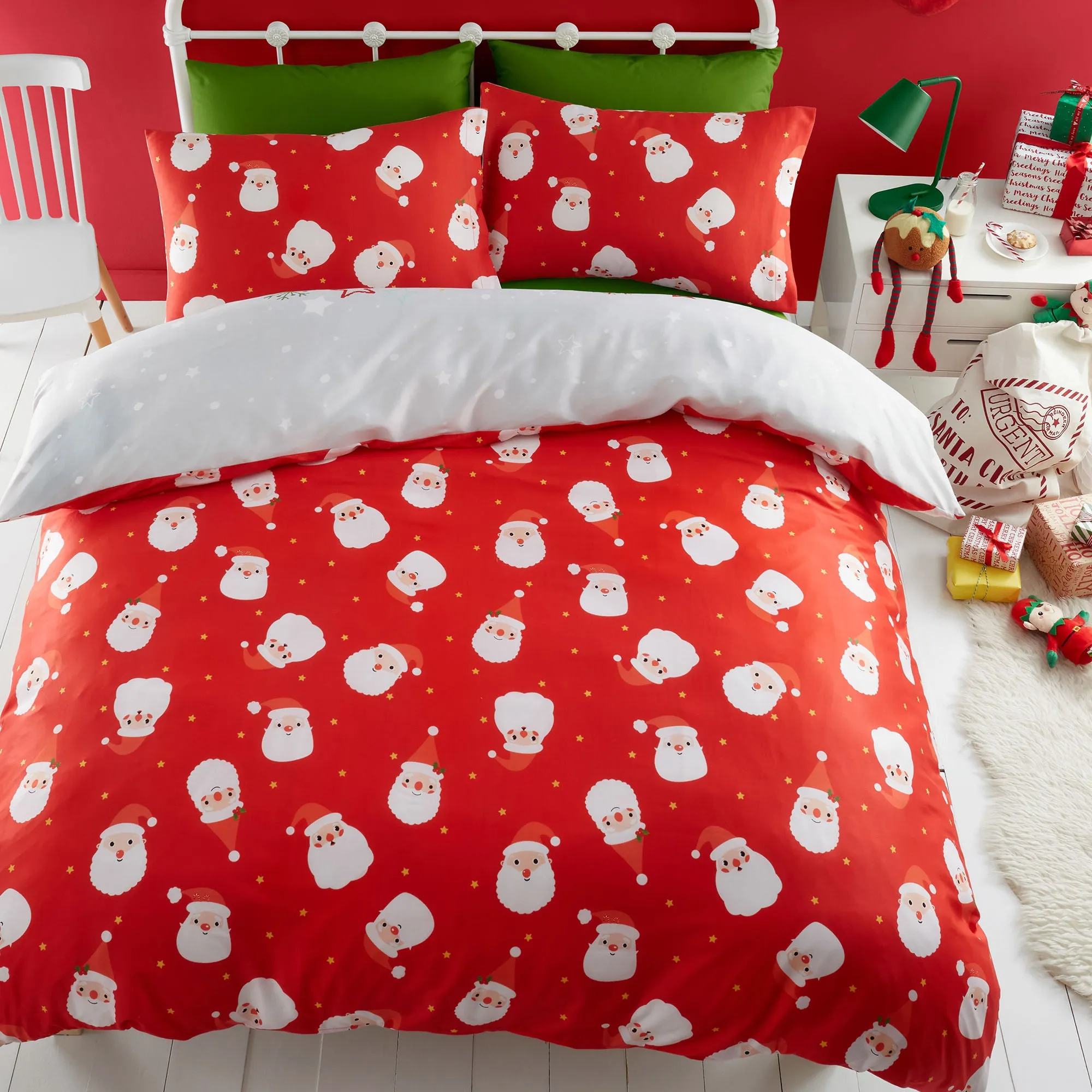 Santa Please Stop Here Duvet Cover Set by Bedlam in Grey