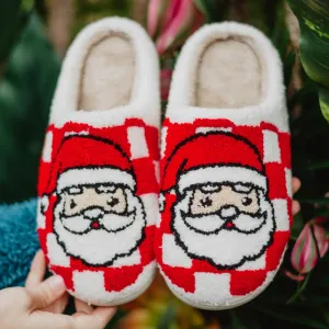 Santa Red Checkered Wholesale Slippers