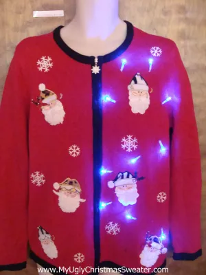 Santa Six Pack Light Up Ugly Xmas Sweater