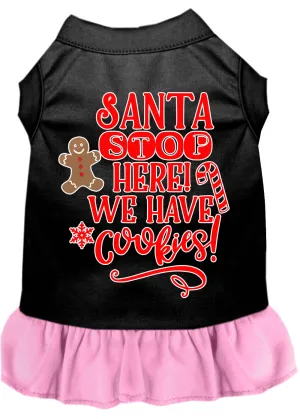 Santa, We Have Cookies Screen Print Dog Dress Black With Light Pink Xxl