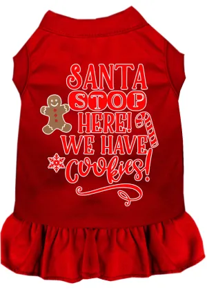 Santa, We Have Cookies Screen Print Dog Dress Red Xl