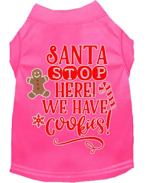 Santa, We Have Cookies Screen Print Dog Shirt Bright Pink Sm