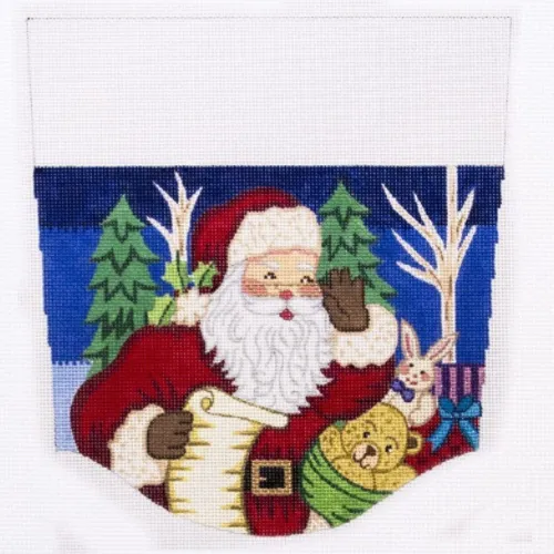 Santa with List Stocking Cuff Canvas