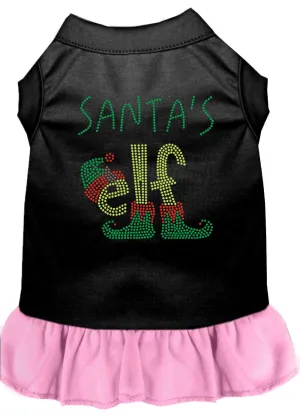 Santa's Elf Rhinestone Dog Dress Black With Light Pink Sm (10)