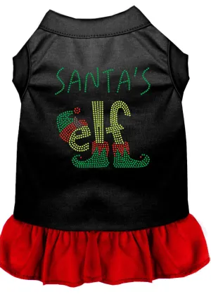 Santa's Elf Rhinestone Dog Dress Black With Red Xxl (18)