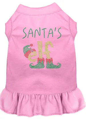 Santa's Elf Rhinestone Dog Dress Light Pink 4x (22)