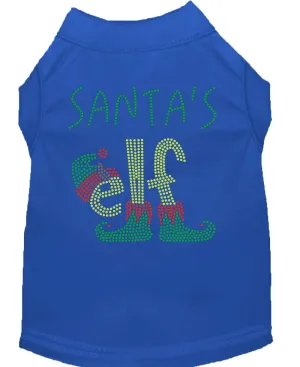 Santa's Elf Rhinestone Dog Shirt Blue Xs (8)