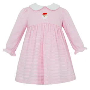 Santa's Face Knit Dress- Pink & White Stripe