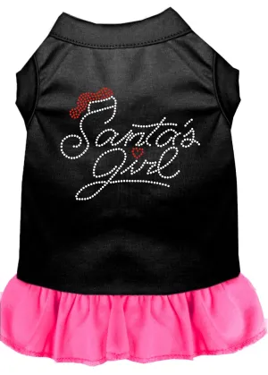 Santa's Girl Rhinestone Dog Dress Black With Bright Pink Med (12)