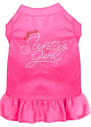 Santa's Girl Rhinestone Dog Dress Bright Pink Xs (8)