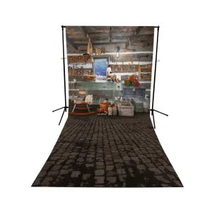 Santas Workshop Floor Extended Printed Backdrop