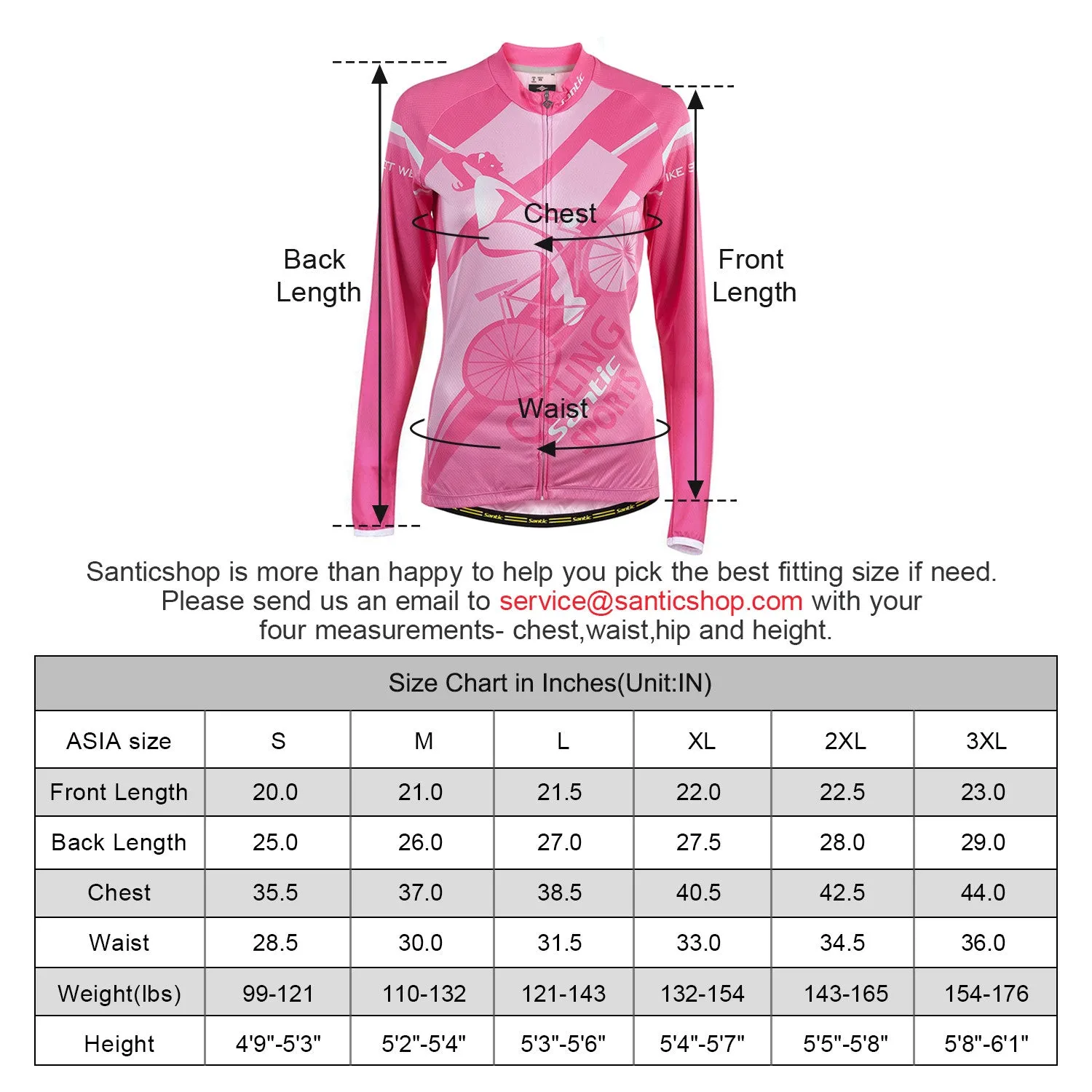 Santic Yiren Pink Women Jersey Long Sleeve Mesh Fabric Inside