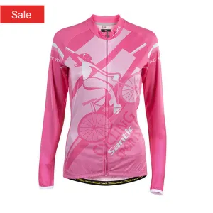 Santic Yiren Pink Women Jersey Long Sleeve Mesh Fabric Inside